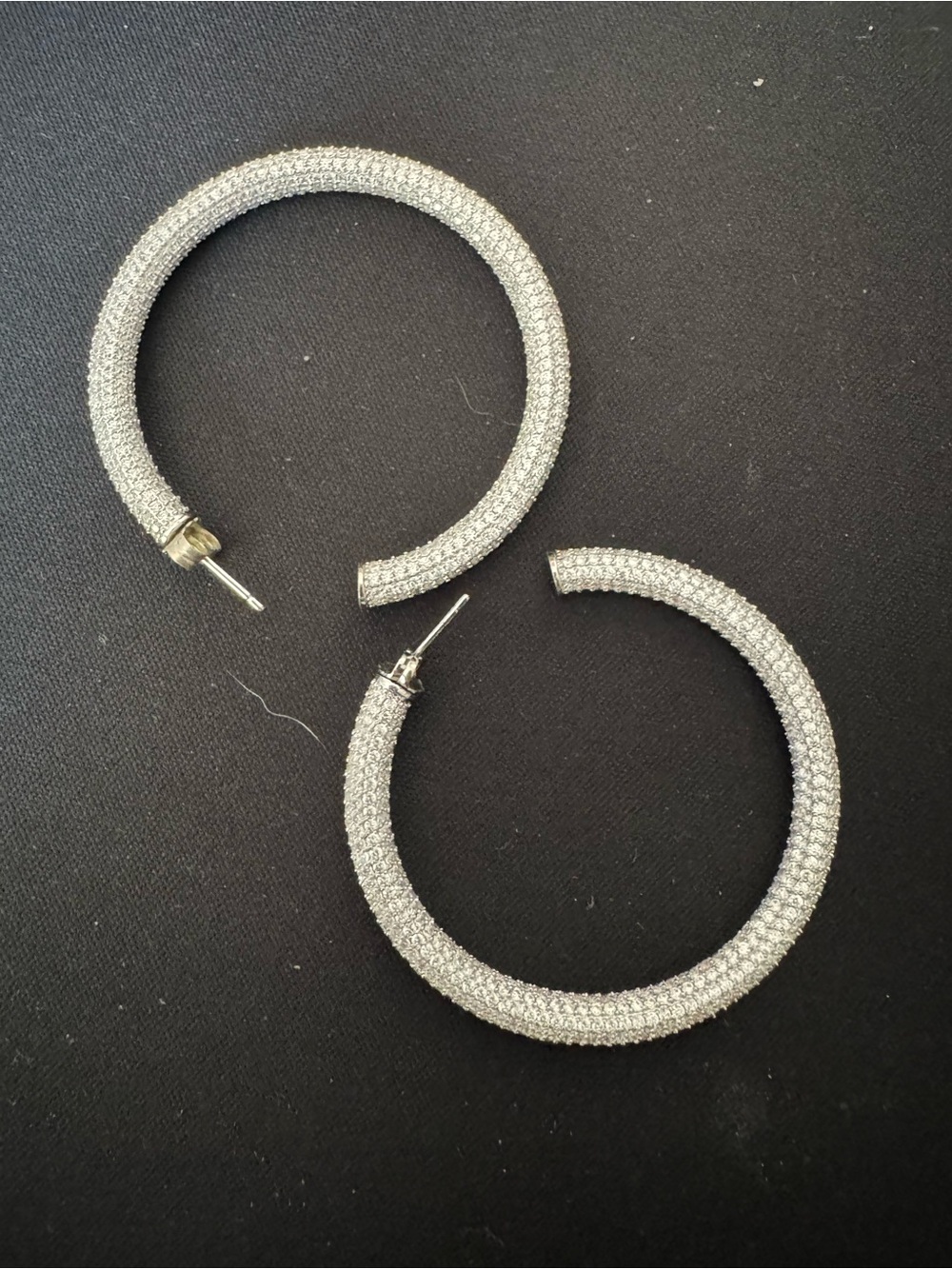 Silver Tone Crystal Pavé Hoop Earrings